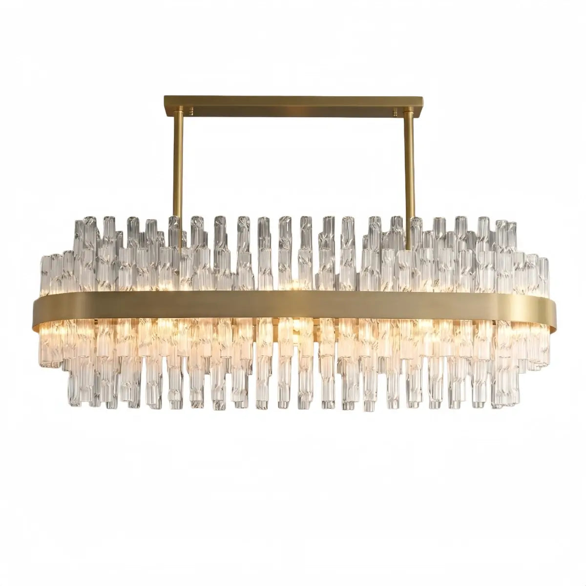 Excelis Luxury Rectangular Crystal Chandelier – Gold Frame for Dining Room / Kitchen